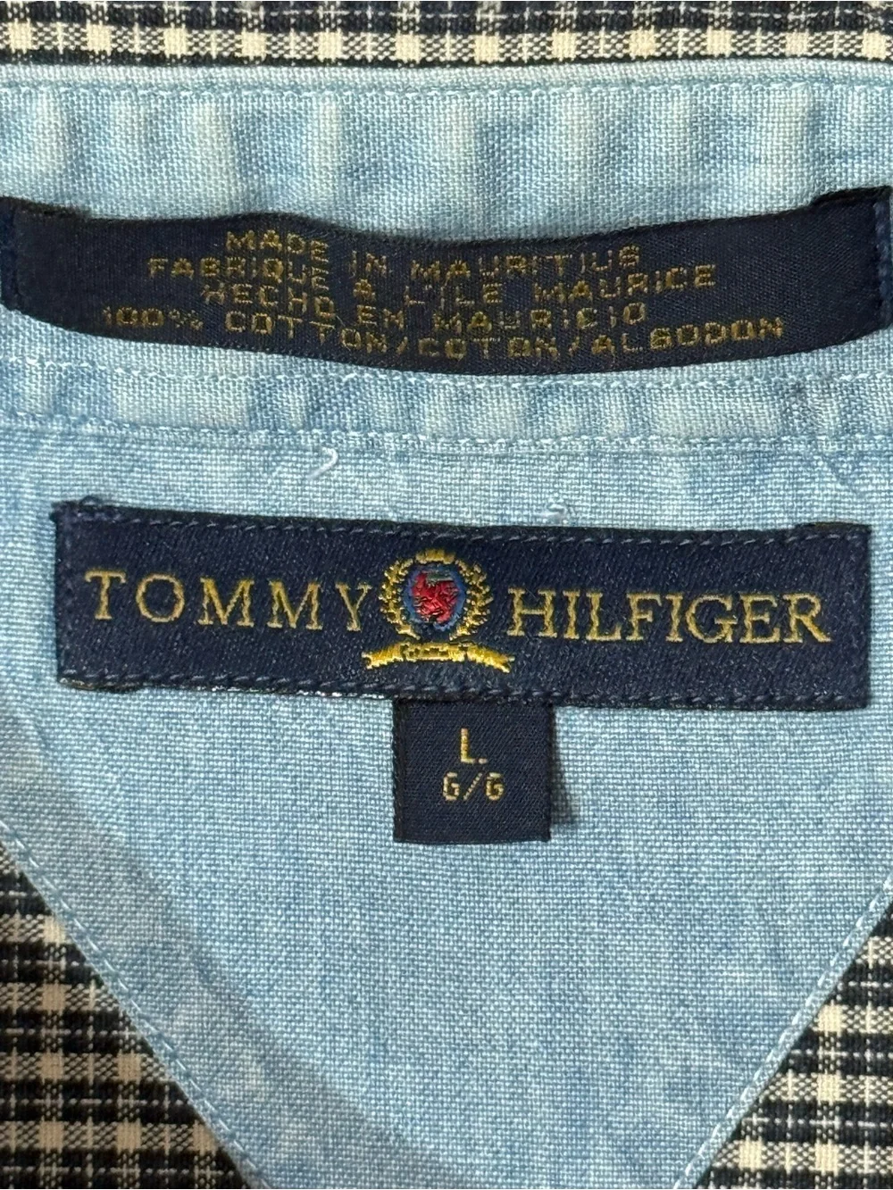 Vintage 90s Tommy Hilfiger Crest Plaid Shirt L Preppy Old Money Y2K